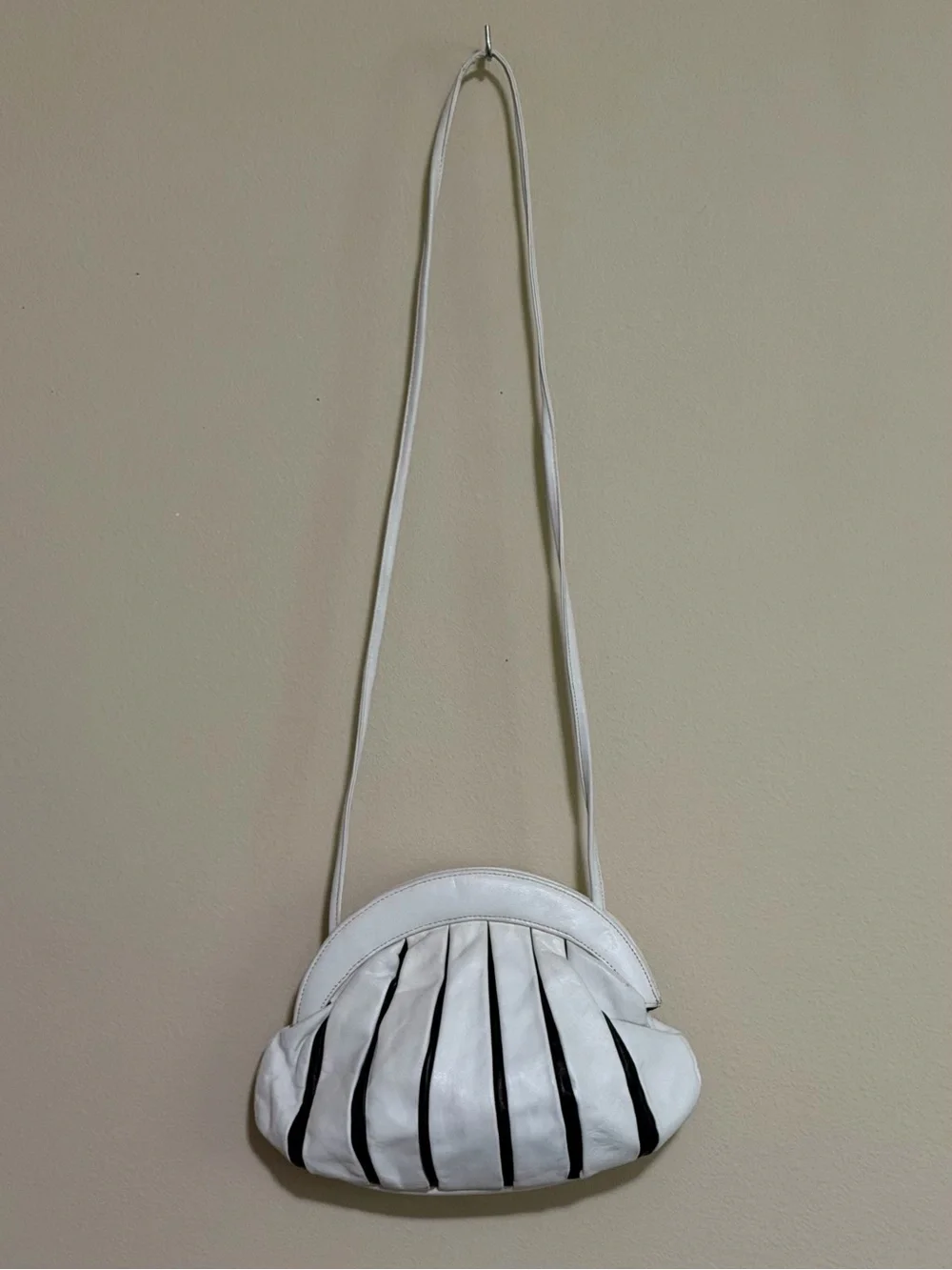 Vintage 1980’s Brio Leather Black and White Balloon Bag